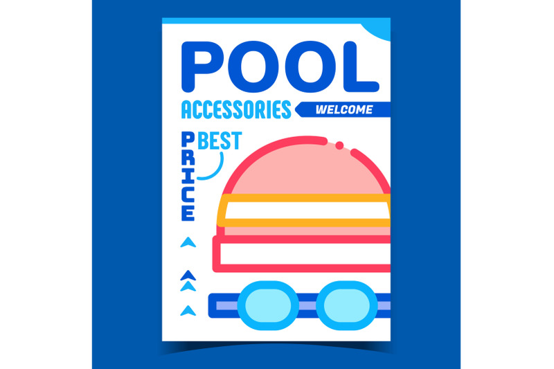 pool-accessories-shop-creative-promo-poster-vector