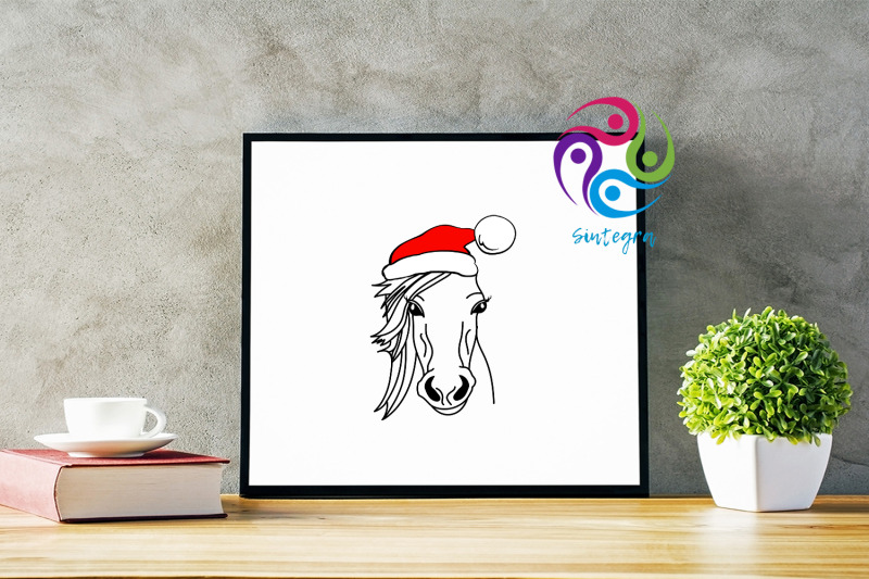 horse-with-christmas-hat-svg-file