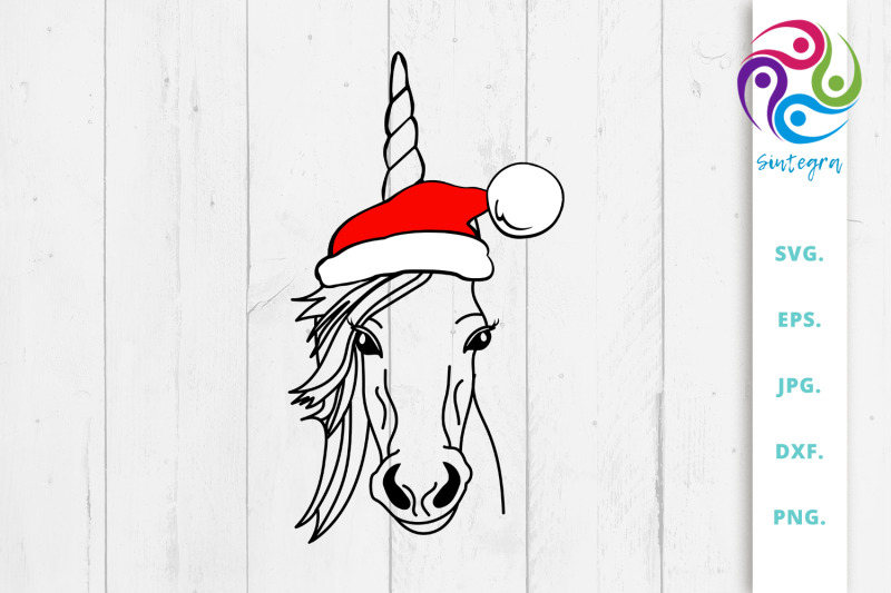 unicorn-with-christmas-hat-svg-file