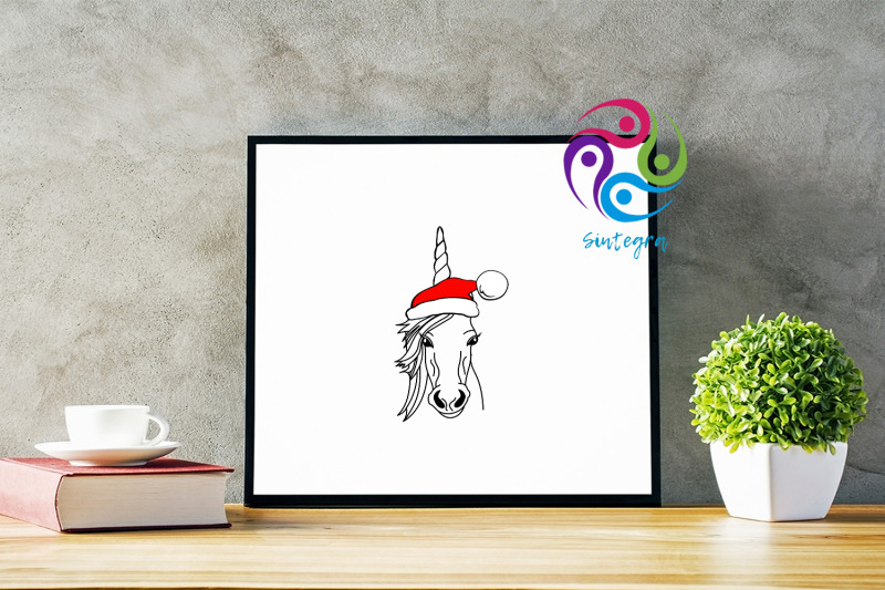 unicorn-with-christmas-hat-svg-file