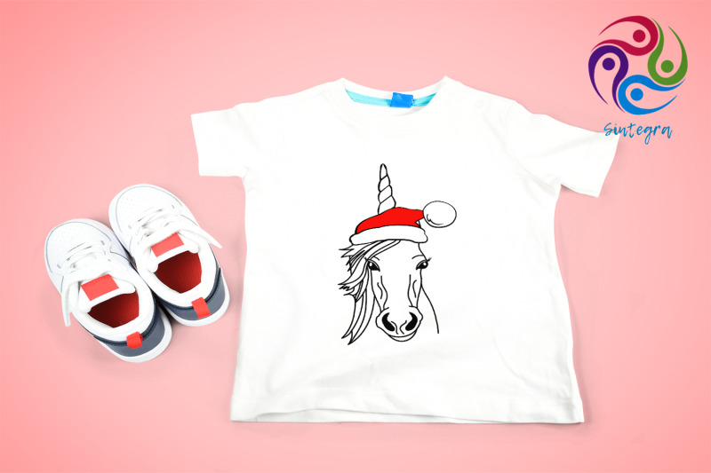 unicorn-with-christmas-hat-svg-file