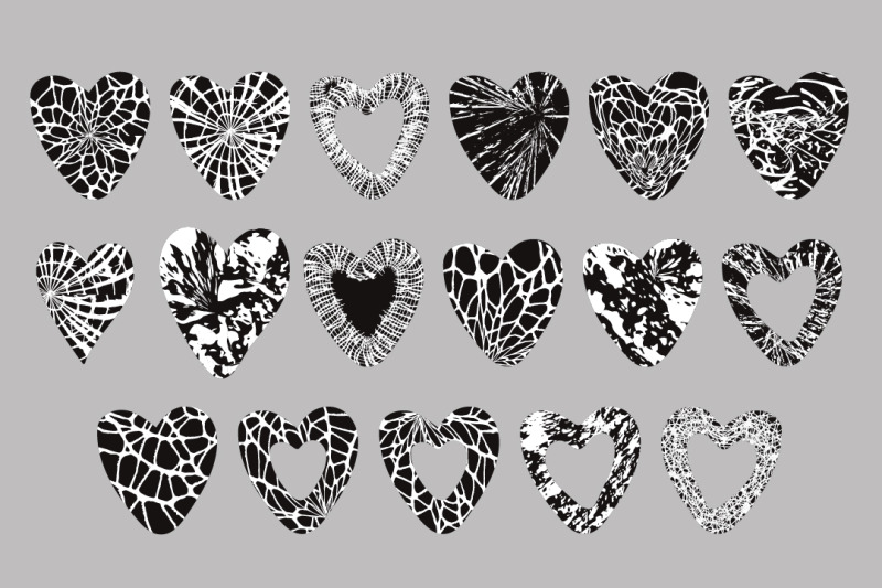 hearts-with-an-abstract-pattern