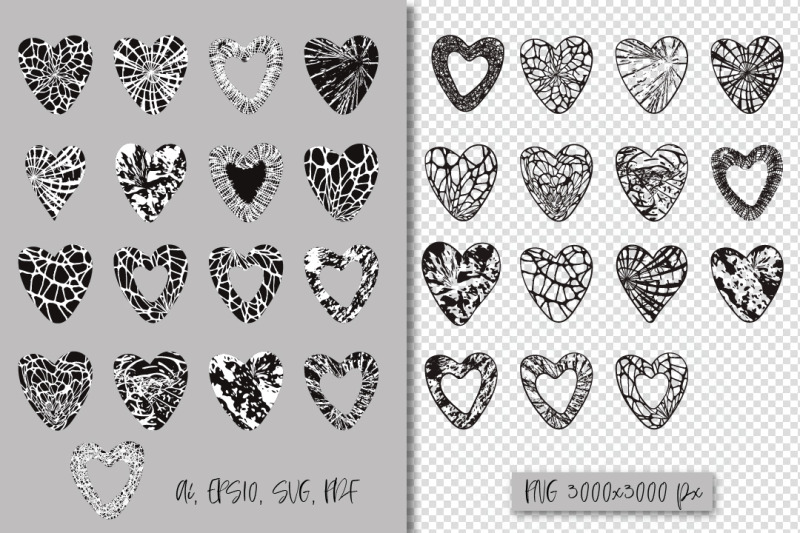hearts-with-an-abstract-pattern