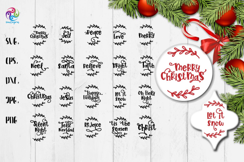 Download Christmas Ornament Bundle Svg - Round Ornament By Sintegra ...