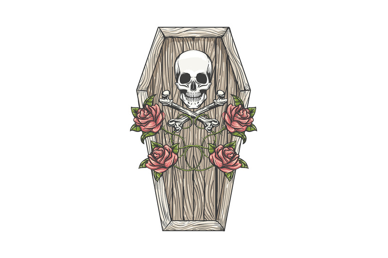 skull-with-bones-and-roses-on-the-coffin-lid-tattoo