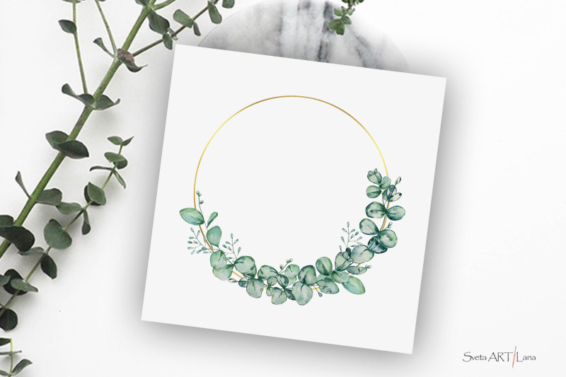 Download Watercolor Eucalyptus Wreath Clipart, Greenery wreath By ...
