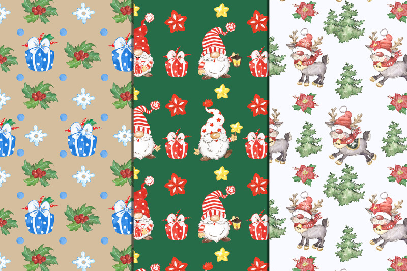 christmas-digital-paper-gnomes-and-reindeer-seamless-printable-paper