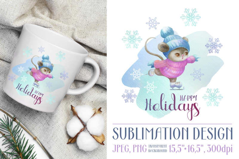 happy-holidays-sublimation-watercolor-design-with-mouse