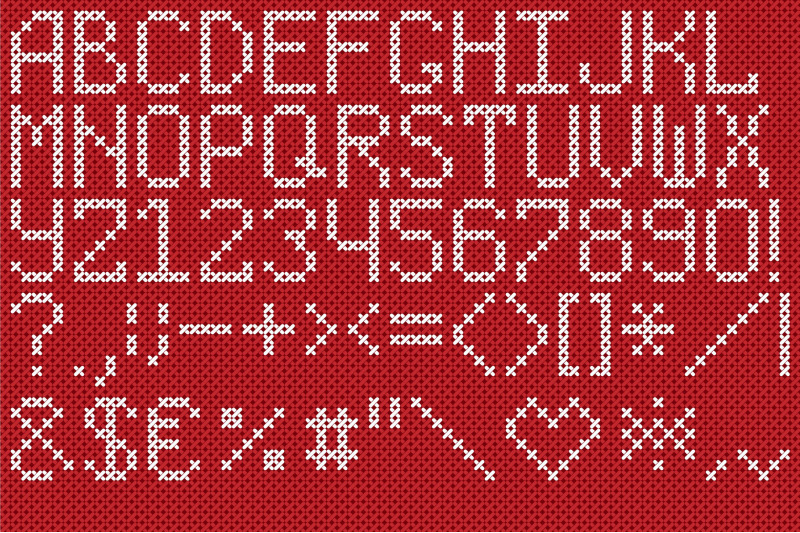 Christmas Knitted Cross-Stitch Font v1.0 By artolus | TheHungryJPEG