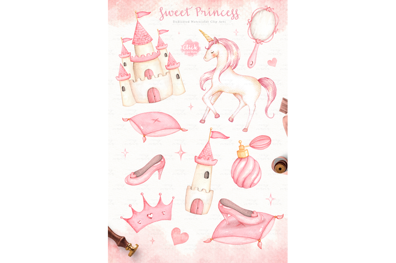 sweet-princess-watercolor-clip-arts