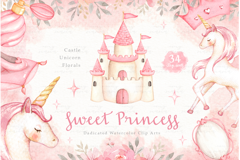 sweet-princess-watercolor-clip-arts
