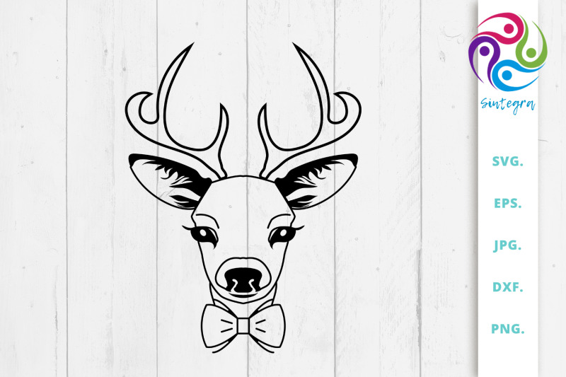 cute-antlers-deer-with-bowtie-svg-file