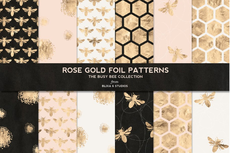 busy-bee-rose-gold-digital-patterns