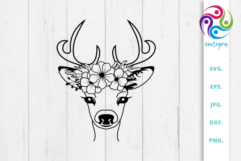 floral-deer-with-antlers-svg-file