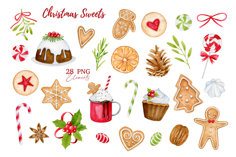 watercolor-christmas-clipart-christmas-sweets-new-year