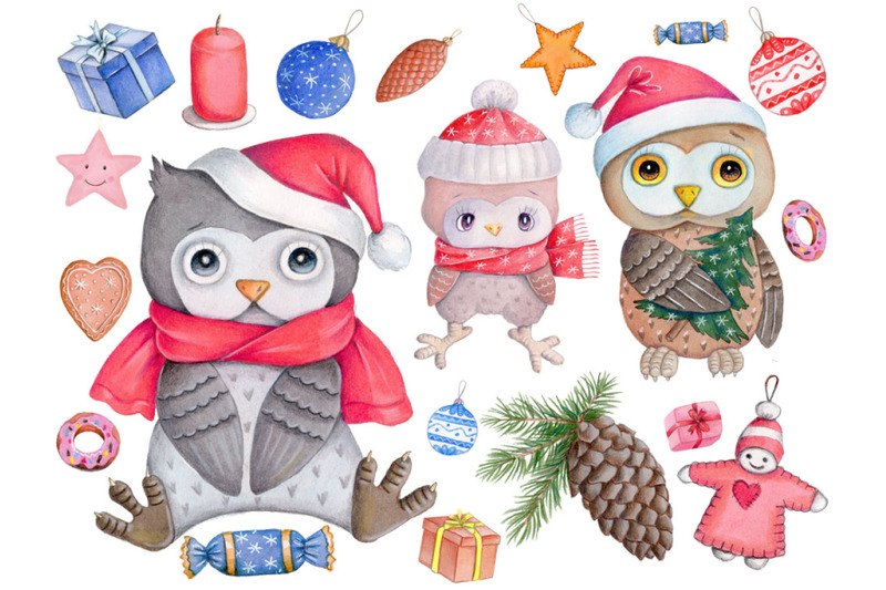 new-year-owls-set-with-14-design-elements