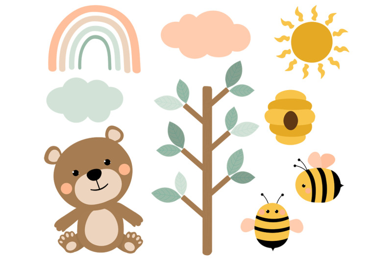 bear-and-bees-vector-bear-honey-svg-bees-honey-svg