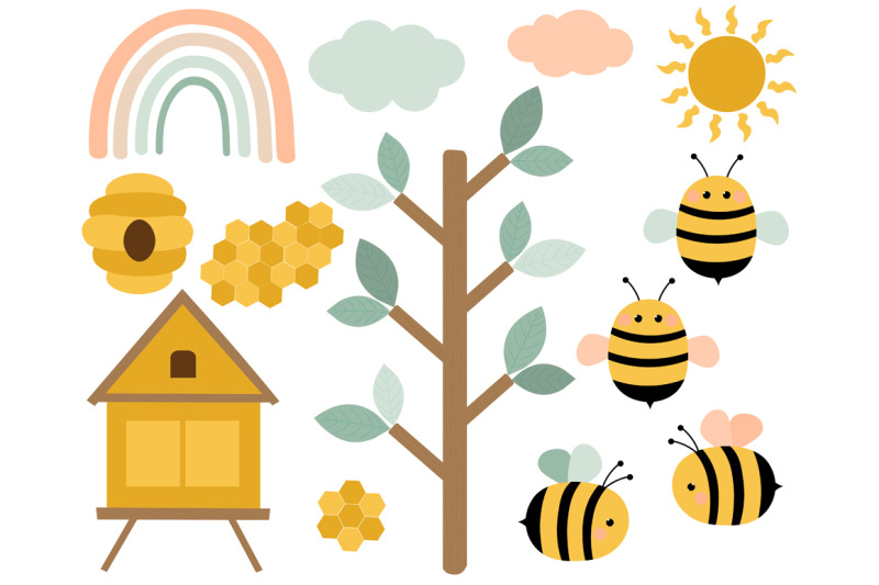 bear-and-bees-vector-bear-honey-svg-bees-honey-svg