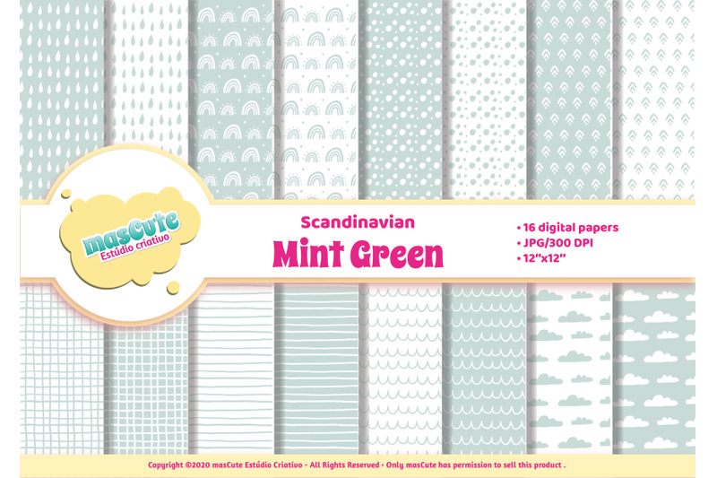 digital-paper-pack-scandinavian-mint-green