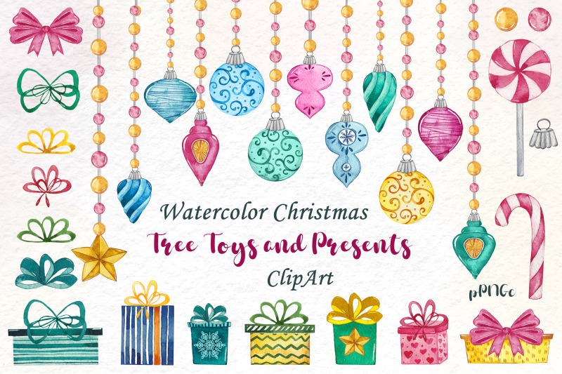 watercolor-christmas-tree-toys-and-presents-clipart