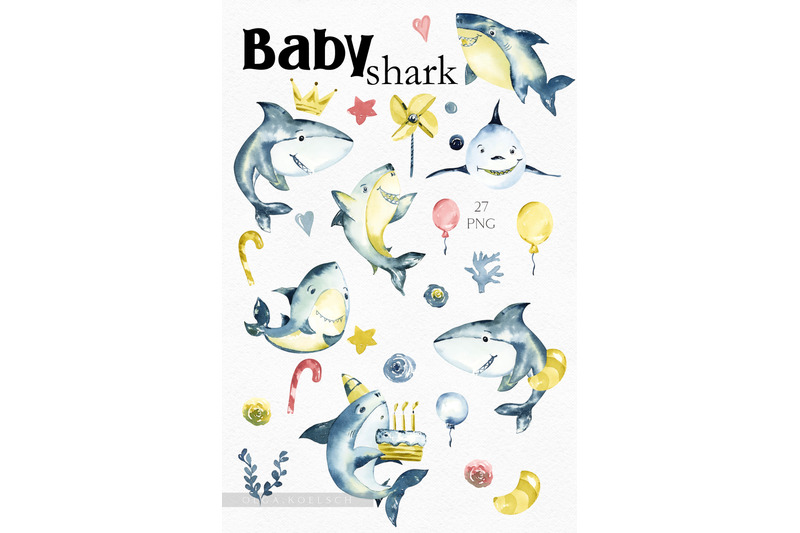 baby-shark-birthday-clipart-watercolor-nautical-baby-shower-stickers