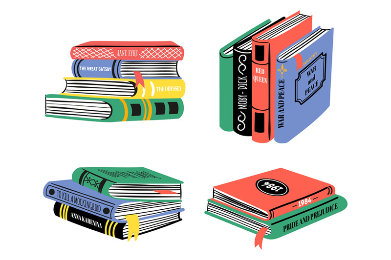 pile-of-bestseller-books-hand-drawn-classic-literature-stacks-popula