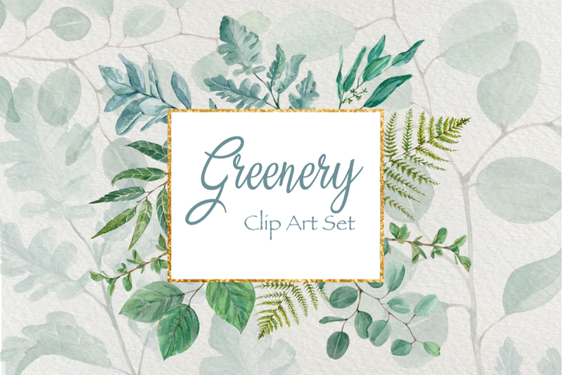 greenery-watercolor-clip-art-set