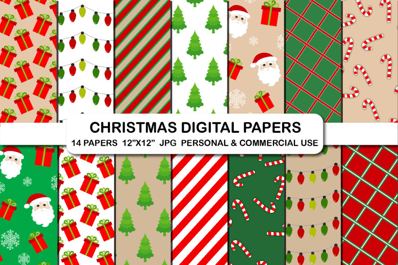christmas-pattern-digital-paper-set-candy-cane-santa-claus