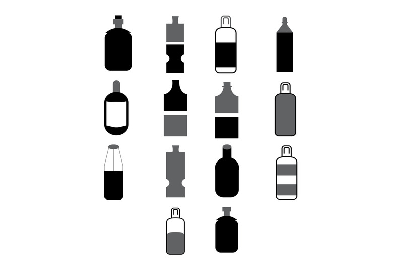 black-and-white-color-bottle-icon-set