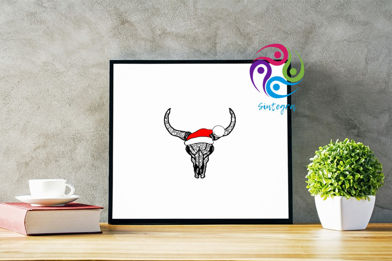 Download Christmas Zentangle Cow Skull Svg File By Sintegra ...