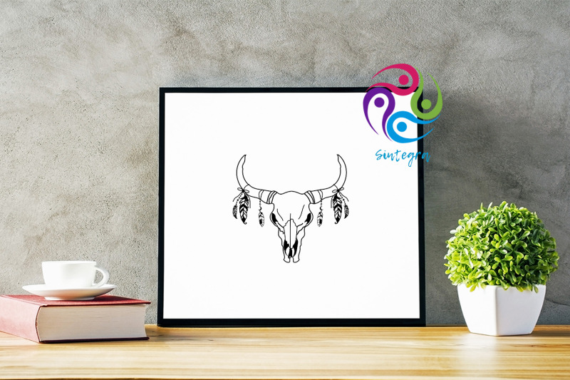 cow-boho-skull-with-feathers-svg-file