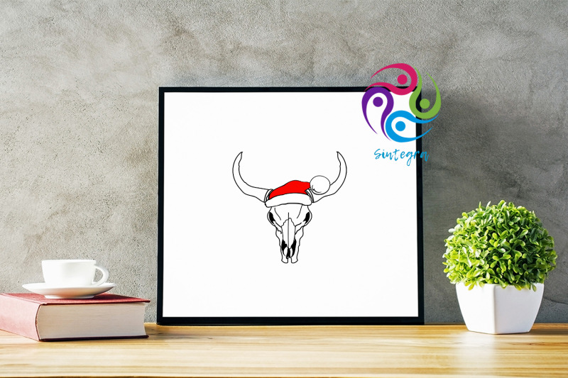 cow-skull-with-christmas-hat-svg-file