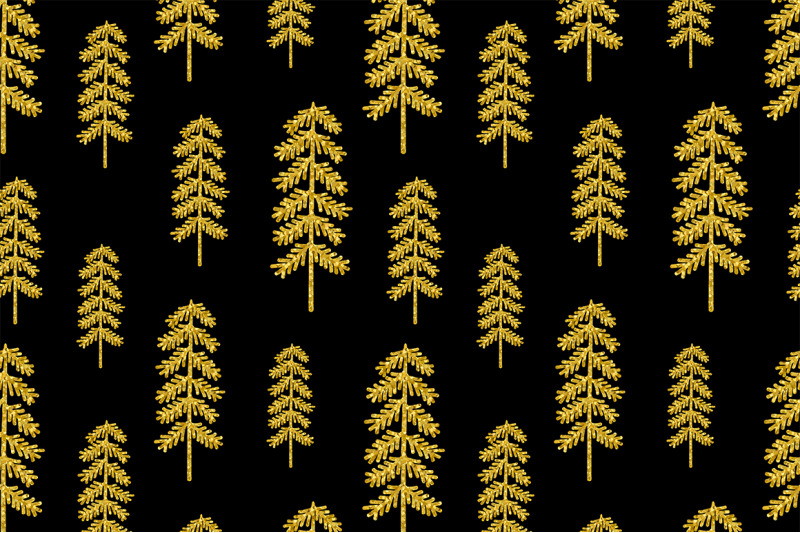 christmas-trees-pattern-christmas-trees-gold-silhouettes