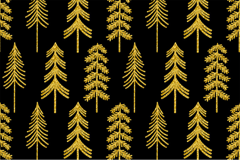 christmas-trees-pattern-christmas-trees-gold-silhouettes