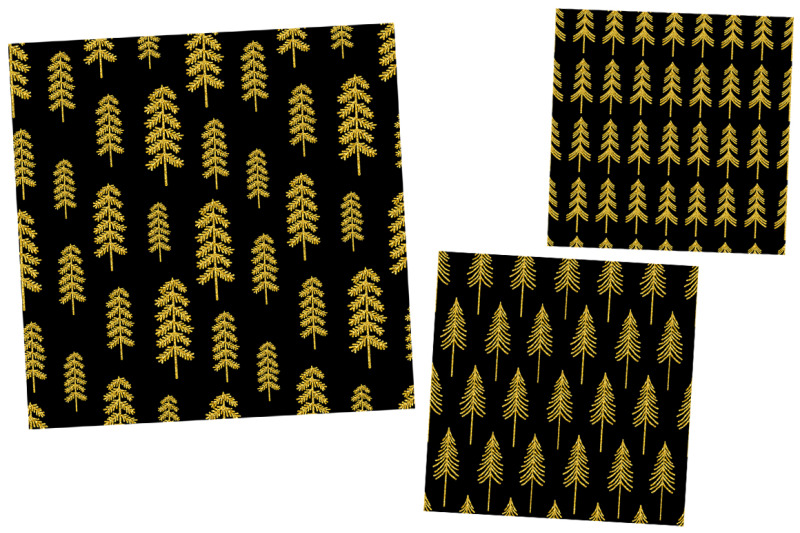 christmas-trees-pattern-christmas-trees-gold-silhouettes