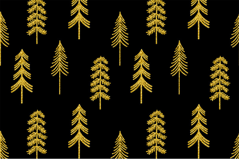 christmas-trees-pattern-christmas-trees-gold-silhouettes