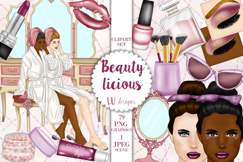 beauty-clipart-make-up-illustrations-fashion-girl-self-care-clipart