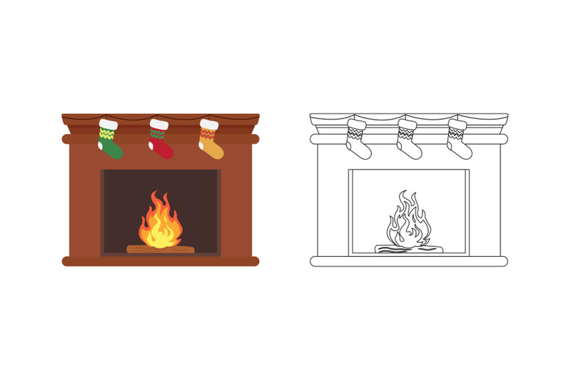 christmas-fireplace-fill-outline-icon