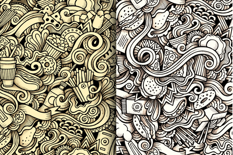 fast-food-graphic-doodles-patterns