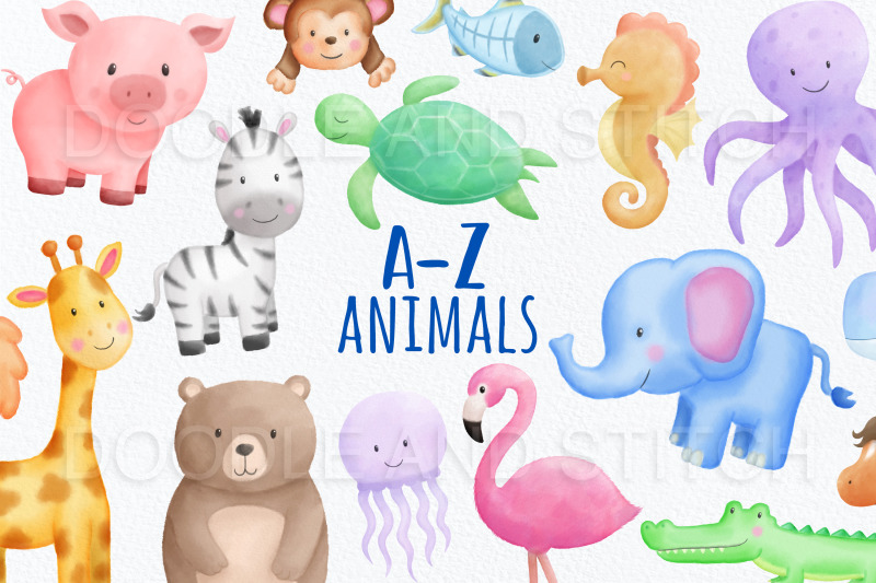 alphabet-animal-watercolor-clipart