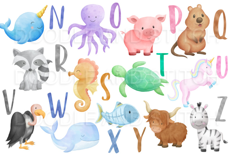 alphabet-animal-watercolor-clipart