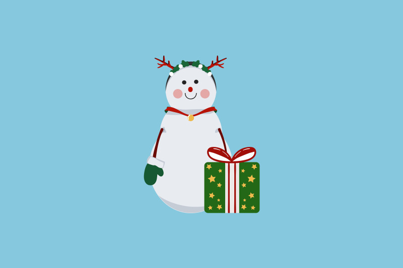 snowman-with-green-gift-christmas-icon