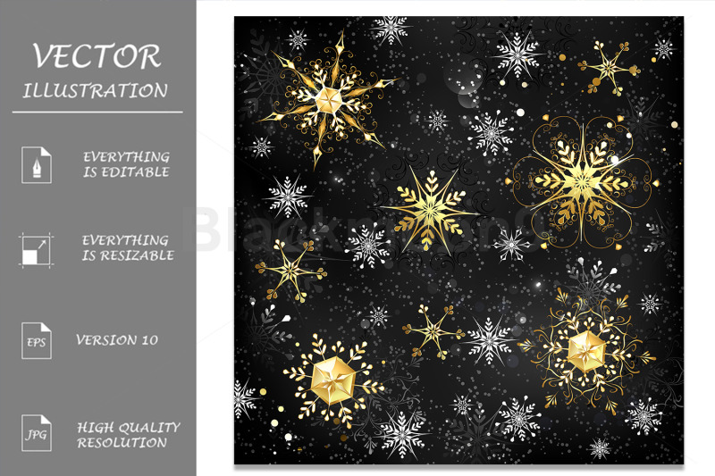 golden-snowflakes-on-black-background