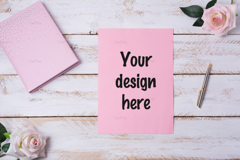 blank-paper-sheet-mockup-with-roses