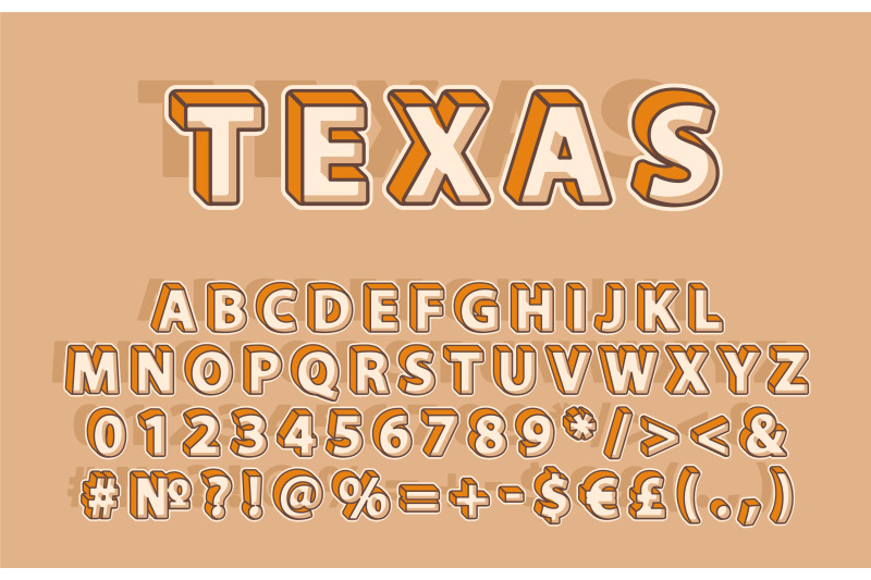 texas-header-vintage-3d-vector-alphabet-set