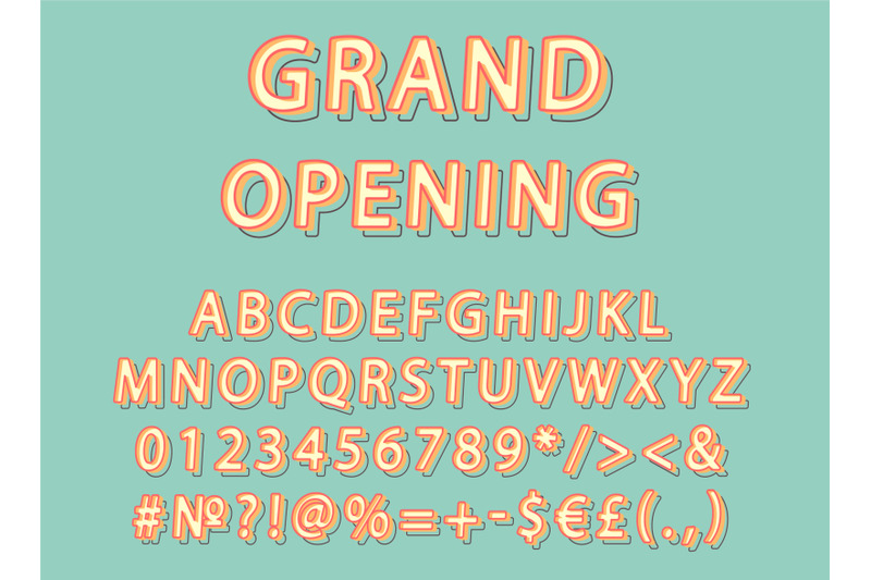 grand-opening-header-vintage-3d-vector-alphabet-set
