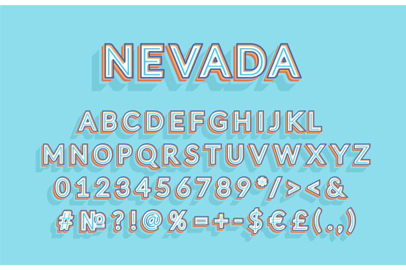 nevada-header-vintage-3d-vector-alphabet-set