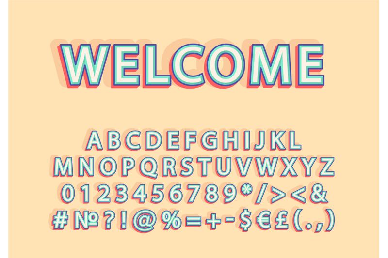 welcome-header-vintage-3d-vector-alphabet-set