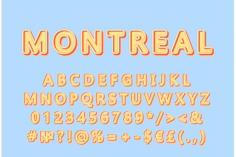 montreal-header-vintage-3d-vector-alphabet-set