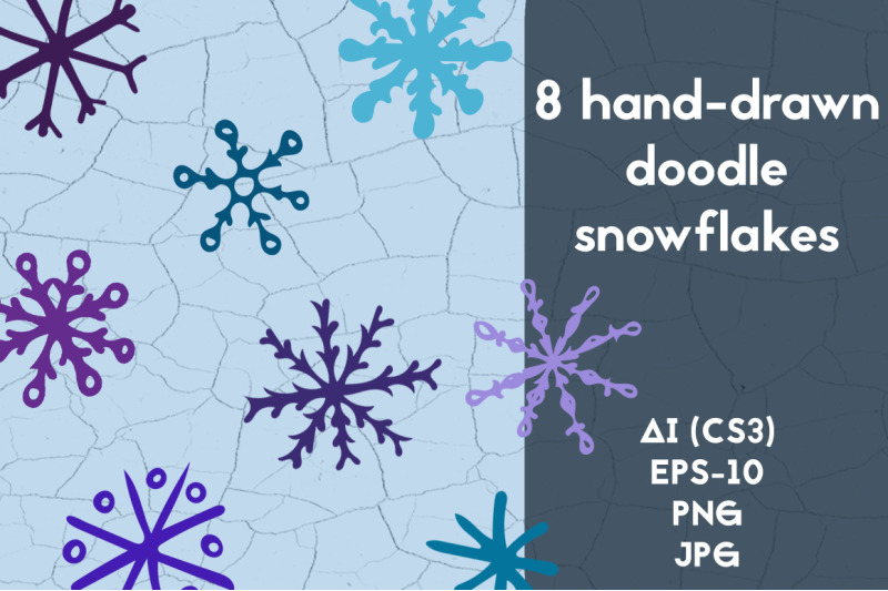 8-hand-drawn-doodle-snowflakes-png-design